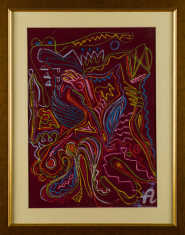 Peinture intitulée ""BIRD IN CAGE"" par Włodzimierz Marian Nowak, Œuvre d'art originale, Pastel