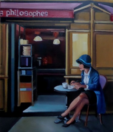 Painting titled "philosophie" by Martine Woellet, Original Artwork, Oil Mounted on artwork_cat.