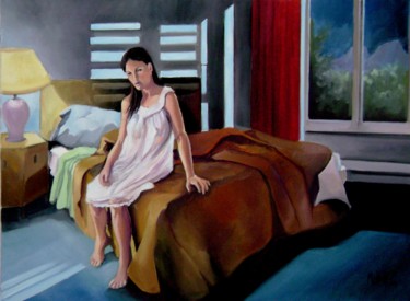 Painting titled "solitude" by Martine Woellet, Original Artwork, Oil