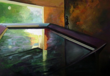 Peinture intitulée "innondation" par Martine Woellet, Œuvre d'art originale, Acrylique