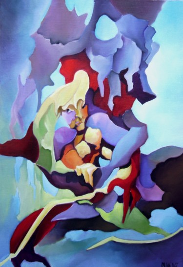 Painting titled "la-protegee" by Martine Woellet, Original Artwork