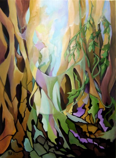 Painting titled "dryade" by Martine Woellet, Original Artwork, Oil