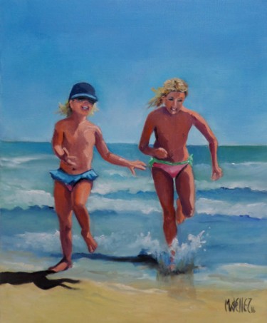 Painting titled "vers le sable" by Martine Woellet, Original Artwork