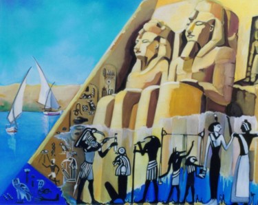 Painting titled "abou simbel" by Martine Woellet, Original Artwork