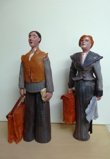 Sculpture titled "les voyageurs" by Martine Woellet, Original Artwork