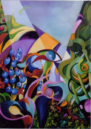 Peinture intitulée "les arums" par Martine Woellet, Œuvre d'art originale, Huile