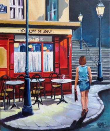 Painting titled "chez mista" by Martine Woellet, Original Artwork, Oil