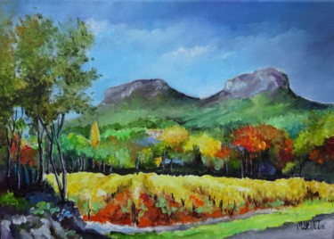 Painting titled "matin d'automne" by Martine Woellet, Original Artwork, Oil