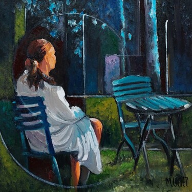 Painting titled "Ma solitude" by Martine Woellet, Original Artwork, Oil Mounted on Wood Stretcher frame