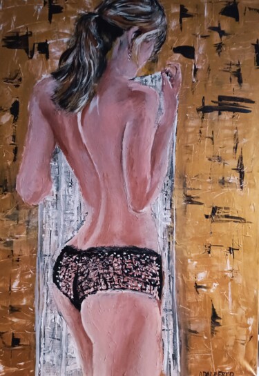 Collagen mit dem Titel "girl with a paragra…" von Wojciech Adalberto, Original-Kunstwerk, Acryl