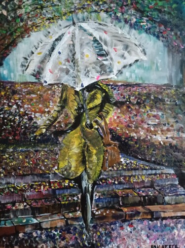 Pintura intitulada "rain of colors" por Wojciech Adalberto, Obras de arte originais, Acrílico
