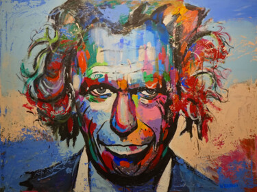 Schilderij getiteld "Keith Richards" door Wojciech Bąbski, Origineel Kunstwerk, Acryl
