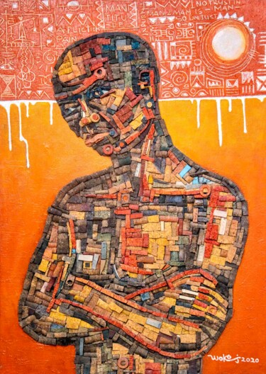 Schilderij getiteld "Pain and Hope" door Woko Aguru, Origineel Kunstwerk, Acryl