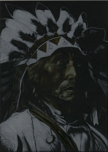 Drawing titled "Indian" by Wolfgang Sion, Original Artwork, Pencil