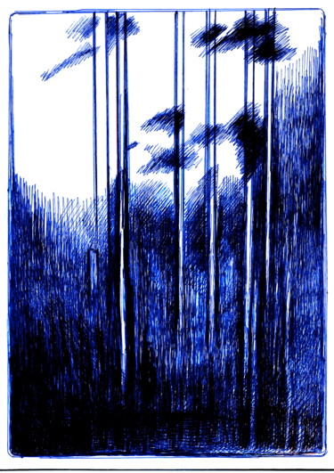 Рисунок под названием "Spruce Forest - Hig…" - Wolfgang Schmidt, Подлинное произведение искусства, Гелевая ручка