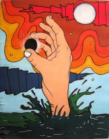 Peinture intitulée "main de la mer" par Wolfonic, Œuvre d'art originale
