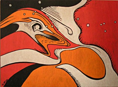 Peinture intitulée "Night bird" par Wolfonic, Œuvre d'art originale