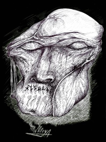 Dessin intitulée "Face de northlight" par Wolfonic, Œuvre d'art originale