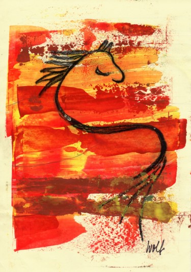 Malarstwo zatytułowany „Le cheval 2” autorstwa Wolf Thiele, Oryginalna praca, Olej