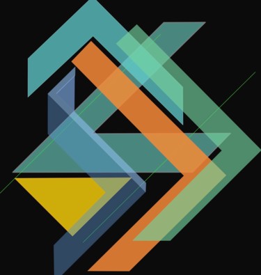 Цифровое искусство под названием "Triangle jaune 4 -…" - Wolf Thiele, Подлинное произведение искусства, 2D Цифровая Работа