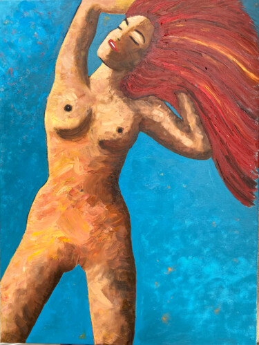 Schilderij getiteld "Miriam cheveux roux" door Wolf Thiele, Origineel Kunstwerk, Olie