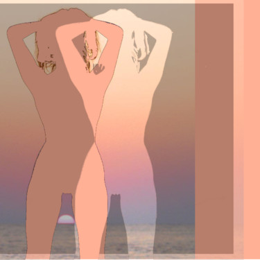 Arts numériques intitulée "Femme mer et son om…" par Wolf Thiele, Œuvre d'art originale, Travail numérique 2D