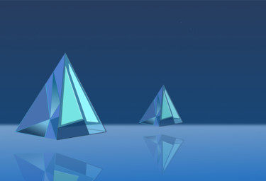 Deux pyramides en espace Digitale Künste mit dem Titel "Deux pyramides en e…" von Wolf Thiele, Original-Kunstwerk, 2D Digital Work