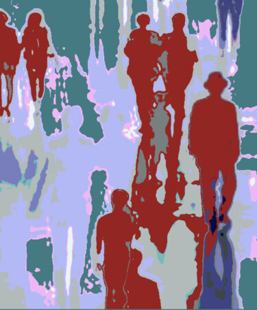 Arts numériques intitulée "Promeneurs rouge et…" par Wolf Thiele, Œuvre d'art originale, Travail numérique 2D