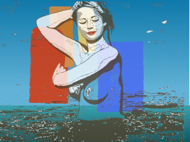 Arts numériques intitulée "Adèle entre mer et…" par Wolf Thiele, Œuvre d'art originale, Travail numérique 2D