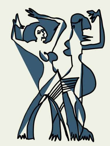 Arts numériques intitulée "Deux ballerines ble…" par Wolf Thiele, Œuvre d'art originale, Travail numérique 2D