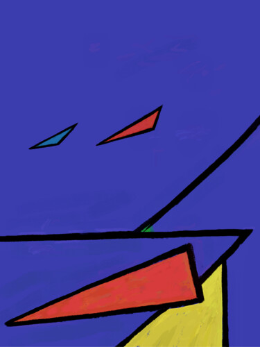 Painting titled "Triangles volants" by Wolf Thiele, Original Artwork, 2D Digital Work