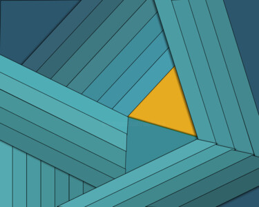 Grafika cyfrowa / sztuka generowana cyfrowo zatytułowany „Triangle jaune etc” autorstwa Wolf Thiele, Oryginalna praca, 2D pr…
