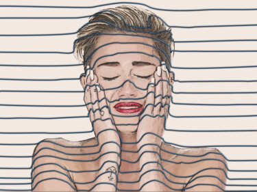 Digitale Kunst mit dem Titel "Hommage à Miley Cyr…" von Wolf Thiele, Original-Kunstwerk, 2D digitale Arbeit