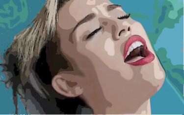 Pintura titulada "Hommage à Miley Cyr…" por Wolf Thiele, Obra de arte original, Trabajo Digital 2D