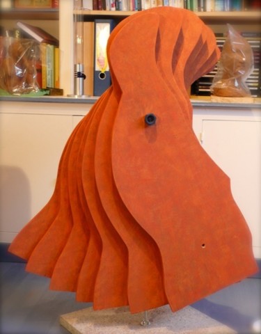 Sculpture intitulée "Marin rouge cavalca…" par Wolf Thiele, Œuvre d'art originale, Bois