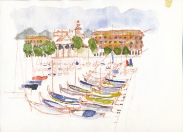 Peinture intitulée "port de nice - Hafe…" par Wolf Thiele, Œuvre d'art originale