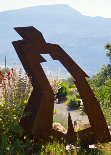 Sculpture intitulée "Contre le vent" par Wolf Thiele, Œuvre d'art originale, Métaux