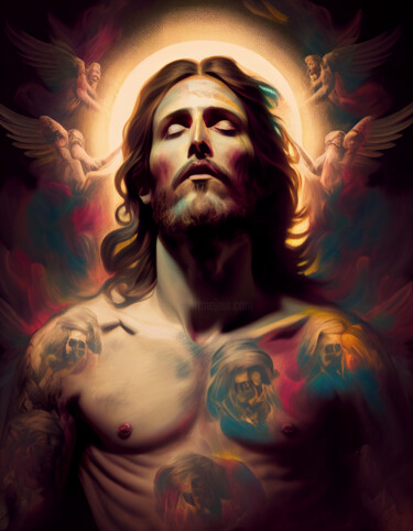 Arts numériques intitulée "Blessed Jesus" par Wonder Art, Œuvre d'art originale, Travail numérique 2D