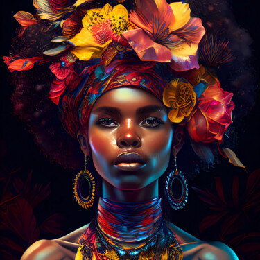 Digital Arts titled "Afro Girl v2" by Wonder Art, Original Artwork, 2D Digital Work