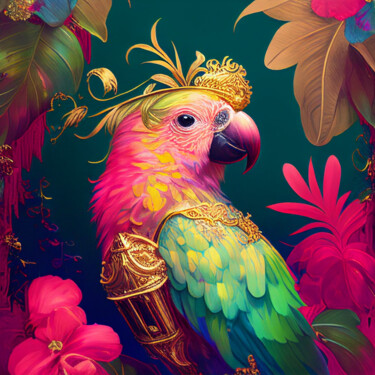 Arts numériques intitulée "Pink Parrot" par Wonder Art, Œuvre d'art originale, Travail numérique 2D