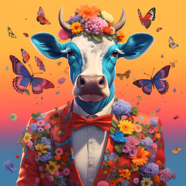 Artes digitais intitulada "Fantastic Cow" por Wonder Art, Obras de arte originais, Trabalho Digital 2D