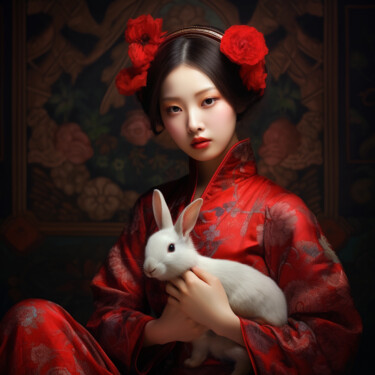 Arte digital titulada "Asian & rabbit" por Wonder Art, Obra de arte original, Trabajo Digital 2D