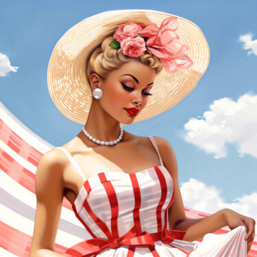 Digital Arts titled "She 1950s" by Wonder Art, Original Artwork, 2D Digital Work