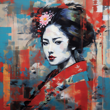 Arts numériques intitulée "Geisha v3" par Wonder Art, Œuvre d'art originale, Travail numérique 2D