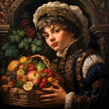 Arte digitale intitolato "Boy with fruit" da Wonder Art, Opera d'arte originale, Lavoro digitale 2D