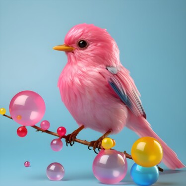 Arts numériques intitulée "Pink bird" par Wonder Art, Œuvre d'art originale, Travail numérique 2D