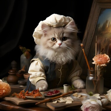 Digital Arts titled "Artist kitten" by Wonder Art, Original Artwork, 2D Digital Work