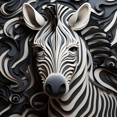 Arte digitale intitolato "Paper Zebra" da Wonder Art, Opera d'arte originale, Lavoro digitale 2D