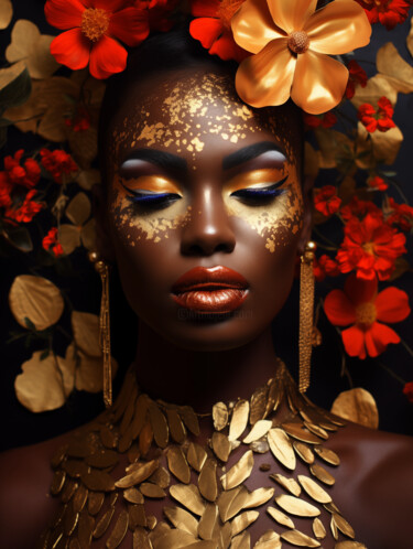 Digitale Kunst mit dem Titel "Gold Africa" von Wonder Art, Original-Kunstwerk, 2D digitale Arbeit