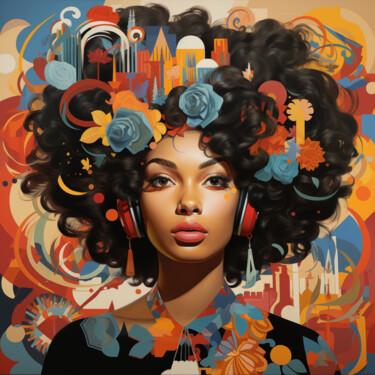 Digital Arts με τίτλο "Afro Girl v3" από Wonder Art, Αυθεντικά έργα τέχνης, 2D ψηφιακή εργασία